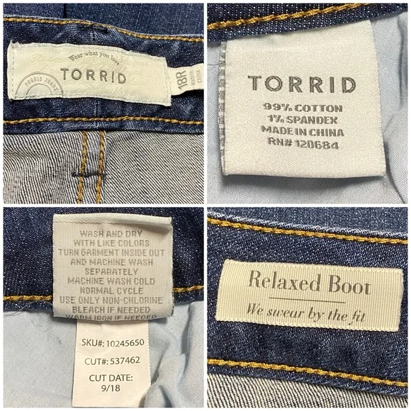 Torrid Relaxed Boot Women’s 18 Casual Medium Wash Distressed Denim Bootcut Flare - Picture 11 of 11